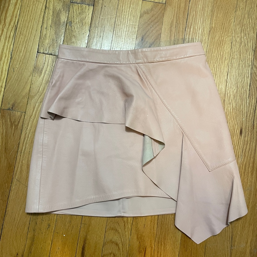 Alice + Olivia Pink Leather Skirt